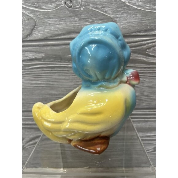 Vintage Duck Planter with Bonnet and Bow Mother Goose Ceramic Midcentury - Picture 3 of 8